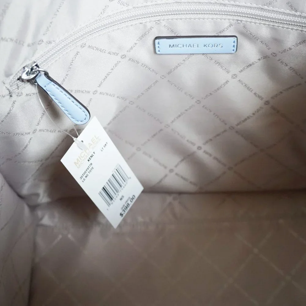 Michael Kors Kenly Large Satchel Tote Shoulder Bag MK Signature Light Sky Blue_7